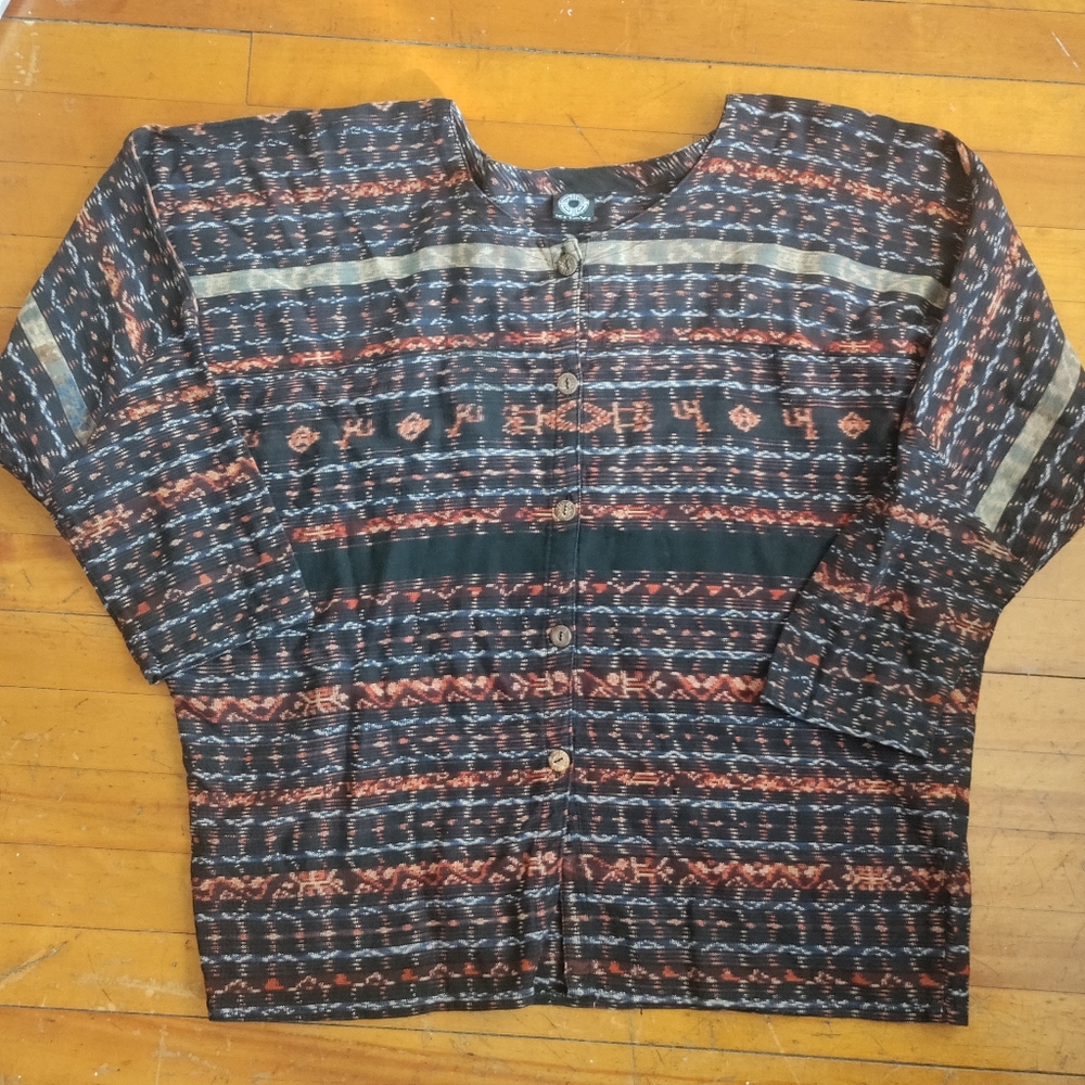 Kitavi Patterned Cotton Shacket Size L